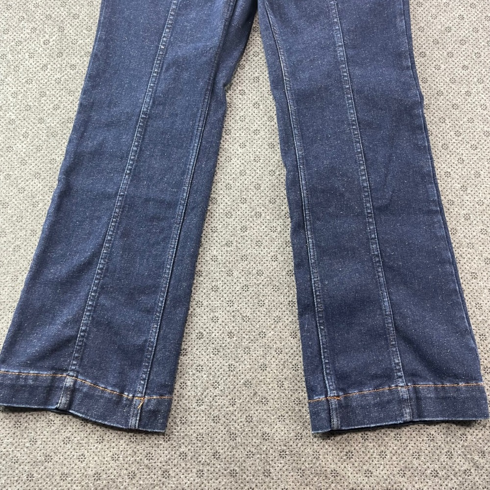 Pilcro Anthropologie Dark Wash Seam Detail Flare Jeans Size 31 Indigo Wide Leg - Picture 6 of 13